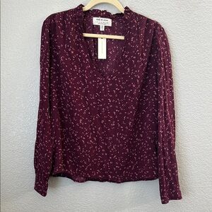 Cloth and Stone Purple Blouse V neck Top Size Medium